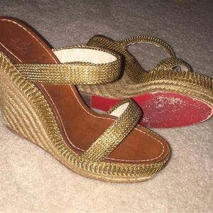 Christian Louboutin Cadena Gold Wedges….perfect for Spring and Summer.